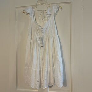 UO white embroidered mini dress small